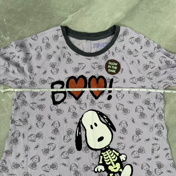 Girl’s Peanuts Thermal Snoopy Halloween Boo Skeleton Bats Long Sleeve Shirt XL - Picture 14 of 16